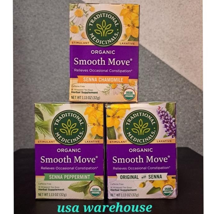 

BIG SALE TRADITIONAL MEDICINALS ORGANIC SMOOTH MOVE TEH LAXATIVE 16 TEA BAGS !!!!!
