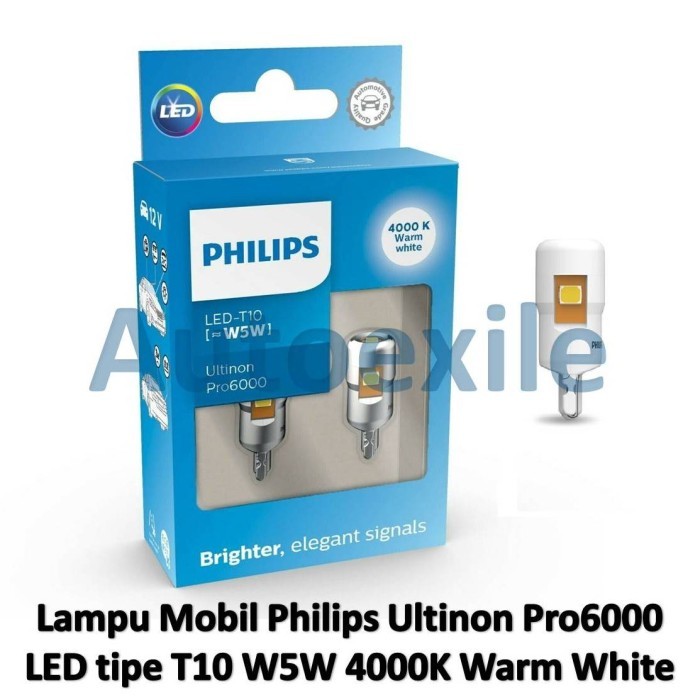 Produk Premium Philips Xtreme Ultinon Led T10 12V 4000K (Lampu Senja Kuning)