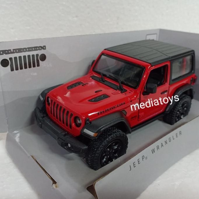 diecast 1:32 mobil jeep wrangler rubicon.merk kinsmart (merah)