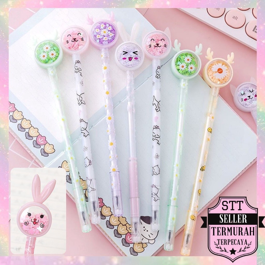

Stt Pena Karakter Payet Gliter Bunny Lucu Black Ink Gel Pulpen Murah Gel Bolpen Gel Pastel Alat
