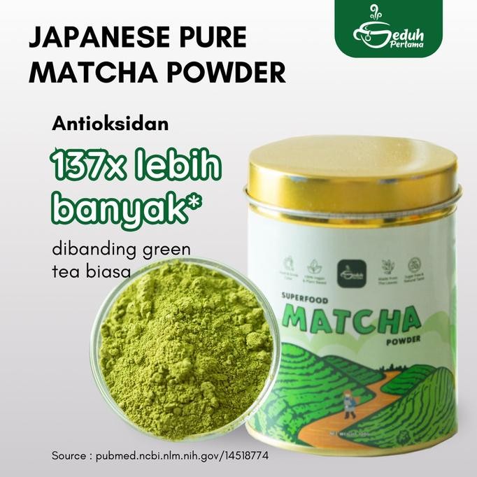 

Pure Matcha Kaleng 100 gram - 100% Japanese Matcha Green Tea Powder Tanpa gula & creamer