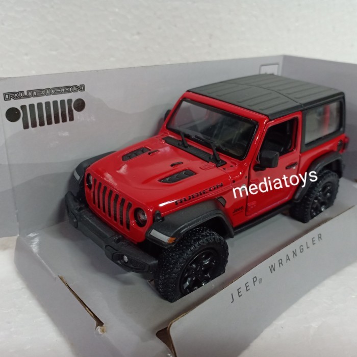 diecast 1:32 mobil jeep wrangler rubicon.merk kinsmart (merah)