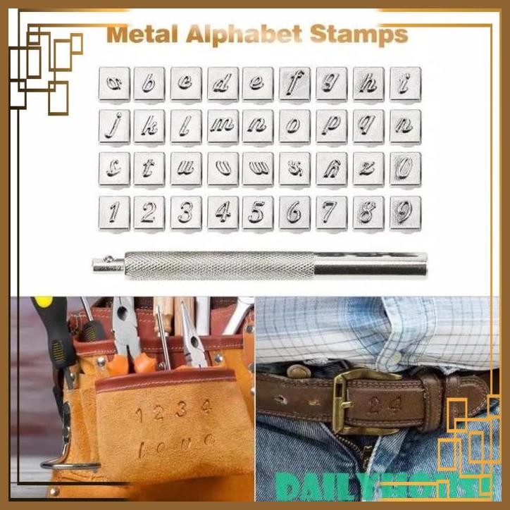 

[WMG] Punch Stamp Drip letter Alfabet huruf kecil latin 36 pcs kulit leather