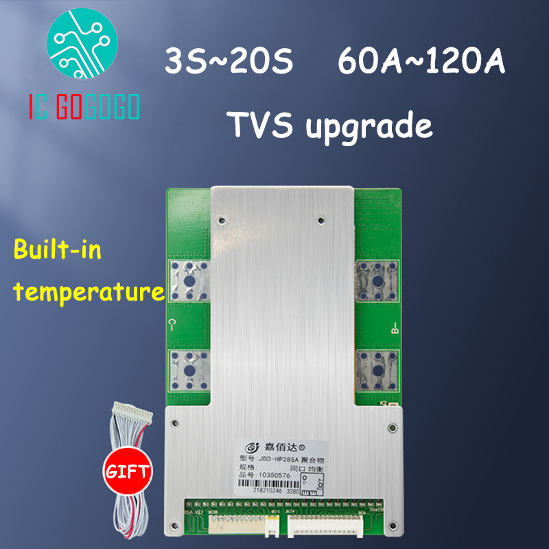 3S hingga 16S 20S 28S 12V 24V 48V 72V 100V Papan Pelindung Baterai Litium 3,2V 3,7V 120A Paket BMS L