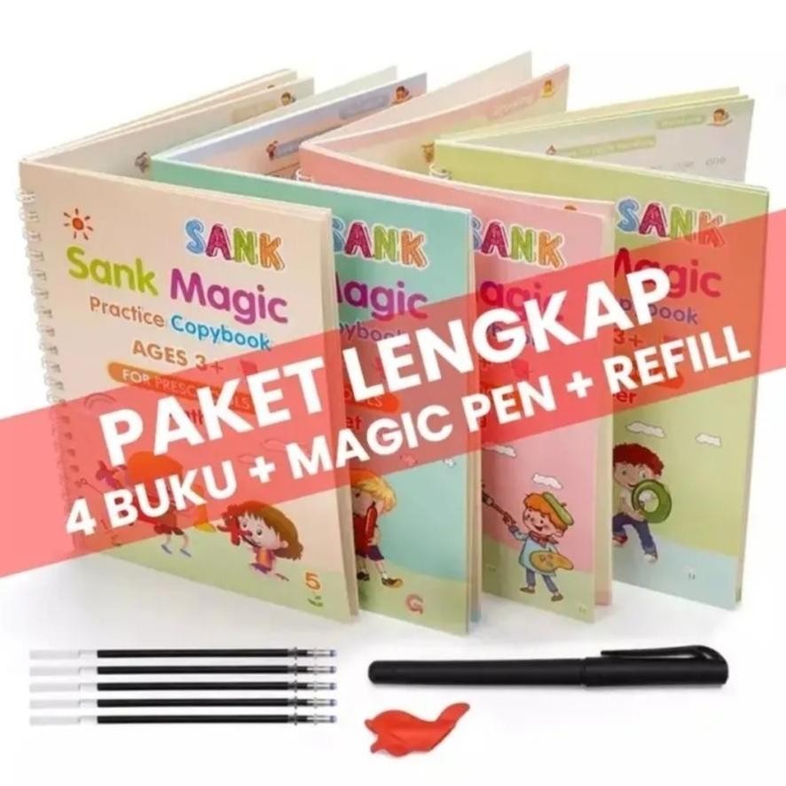 

Big Sale 1 Set Dapat 4 Buku Pena Magic Practice Book Belajar Alfabet Lukisan Aritmatika Hig Quality