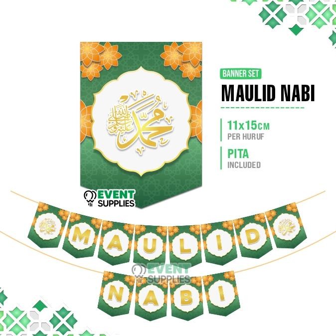 Kekinian Banner Set Maulid Nabi Muhammad Dekorasi Event Maulid Dgh-43