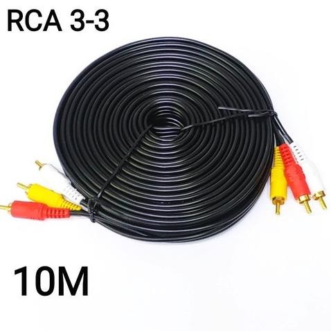 Kabel Audio Rca-3 Male To Male 10 M / Kabel 3 Rca To Rca 10M Terbaik