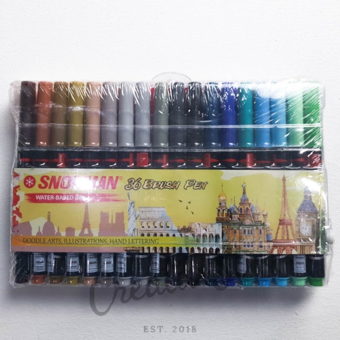 

Ba Ay. Brush Pen Brusn Spidol Kaligrafi Snowman Full Set 36 Warna Bm-1