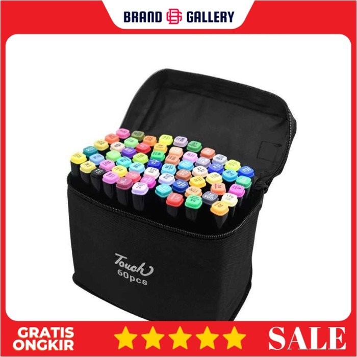 

Ba Spidol Dual Side Fine Art Brush Pen Art Marker Set 60 Color - Hl270