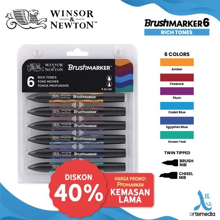 

Ba Brush Marker Winsor & Newton Promarker Brush Pen Set 6 Dual Point - Ri