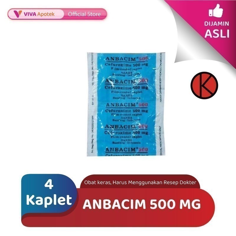 Anbacim 500 mg / Cefuroxime Acetyl 500 mg / Antibiotik (4 Kaplet)