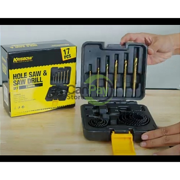 Krisbow Set Gergaji Bor & Mata Gergaji 17 Pcs - Hole Saw Restock