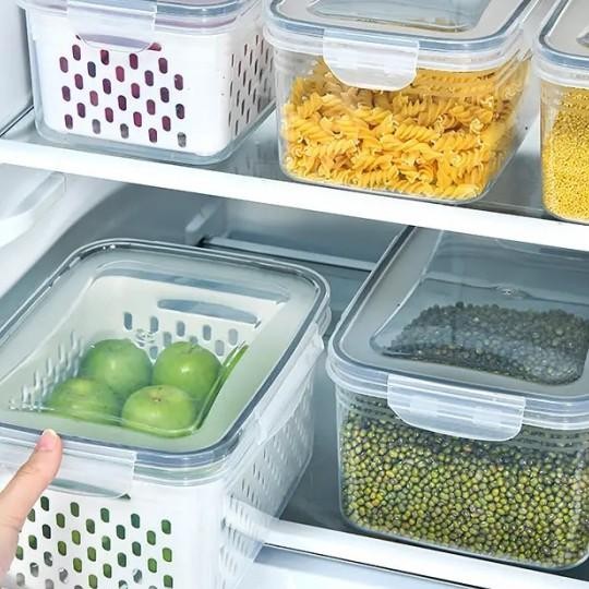 1Set Isi 3Pcs Wadah Organizer Kulkas Tempat Panyimpanan Buah Sayur