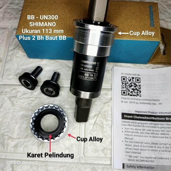 (LIL) BB AS TENGAH KOTAK BEARING 113 SHIMANO UN300 113MM PLUS 2 BH BAUT