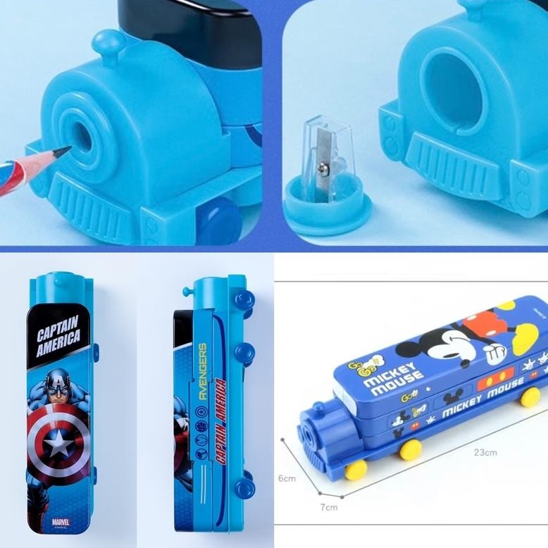 

ORIGINAL disney pencil case train shape two layers kotak pensil bentuk kereta dua tingkat dengan serutan fg-7