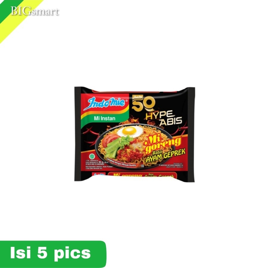 

Indomie Hype Abis Mi Instan Goreng Ayam Geprek 85 g × 5 pcs
