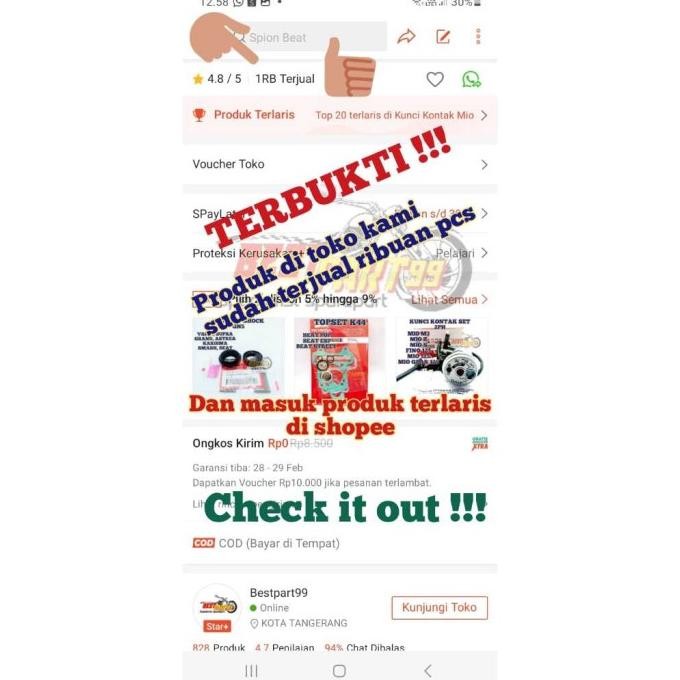 Blok Mesin Seher Cylinder Piston Ring Komplit Honda Beat Fi Scoopy Fi Spacy Fi Vario 110 Fi Kzl Kual