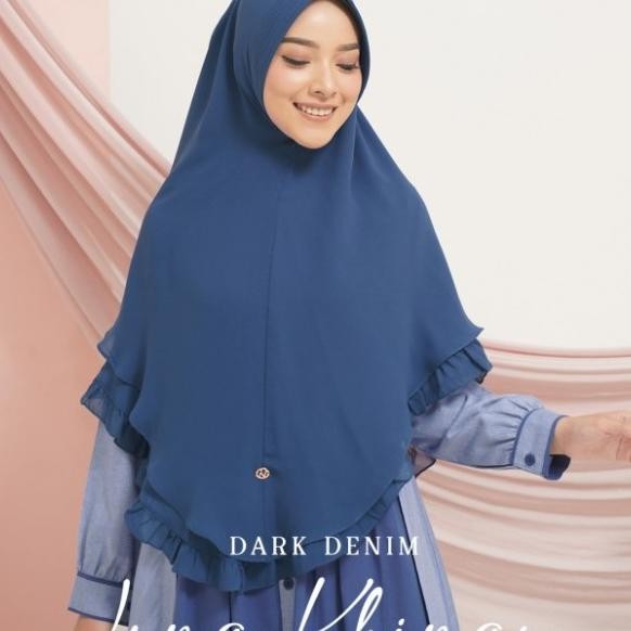 Nibras Hijab Luma Khimar Antem Warna U Tua Dark Denim Jilbab C