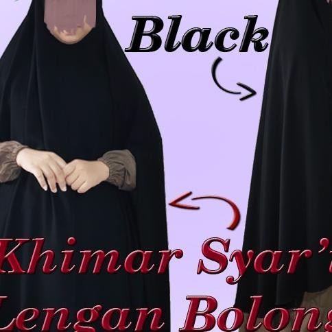 Jilbab Jetbla Lengan Bolong Instan Syari Khimar Hijab Hitam