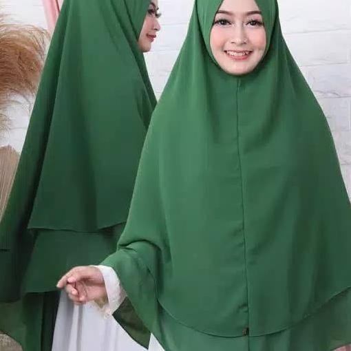 Khimar Ceruti Jilbab Syari Jolimo Se Jumbo Classic All Size Non Pet - Hijau