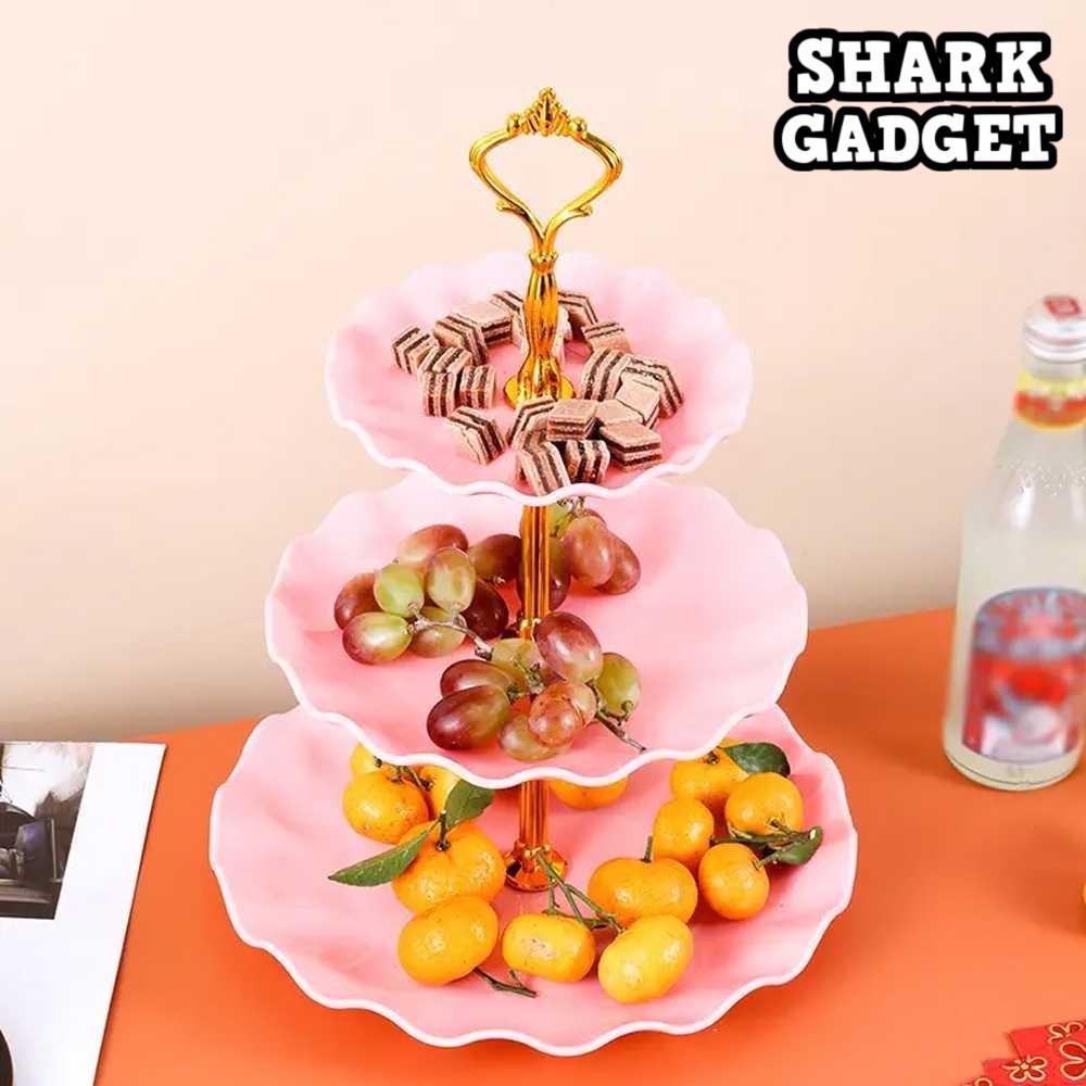 Rak Kue Cemilan Susun 3 Tingkat / Tempat Snack Buah Piring Susun Plate Cake Stand Display [SAG]