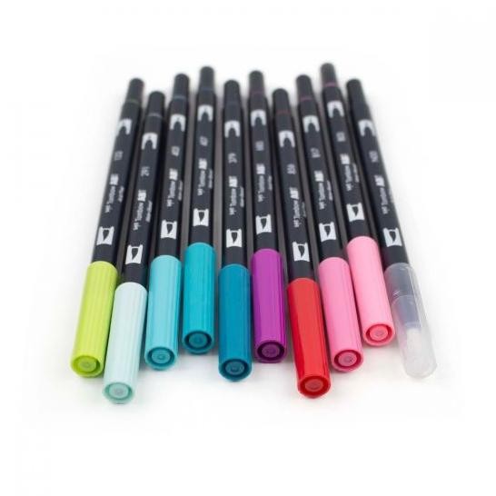 

An85 Tombow ABT Dual Brush Pen Set 10 Colors With Blender Marker Spidol Terlaris