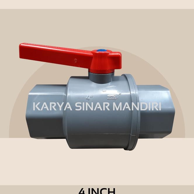 Ball Valve Pvc 4 Inch Drat Dalam Aw / Stop Kran