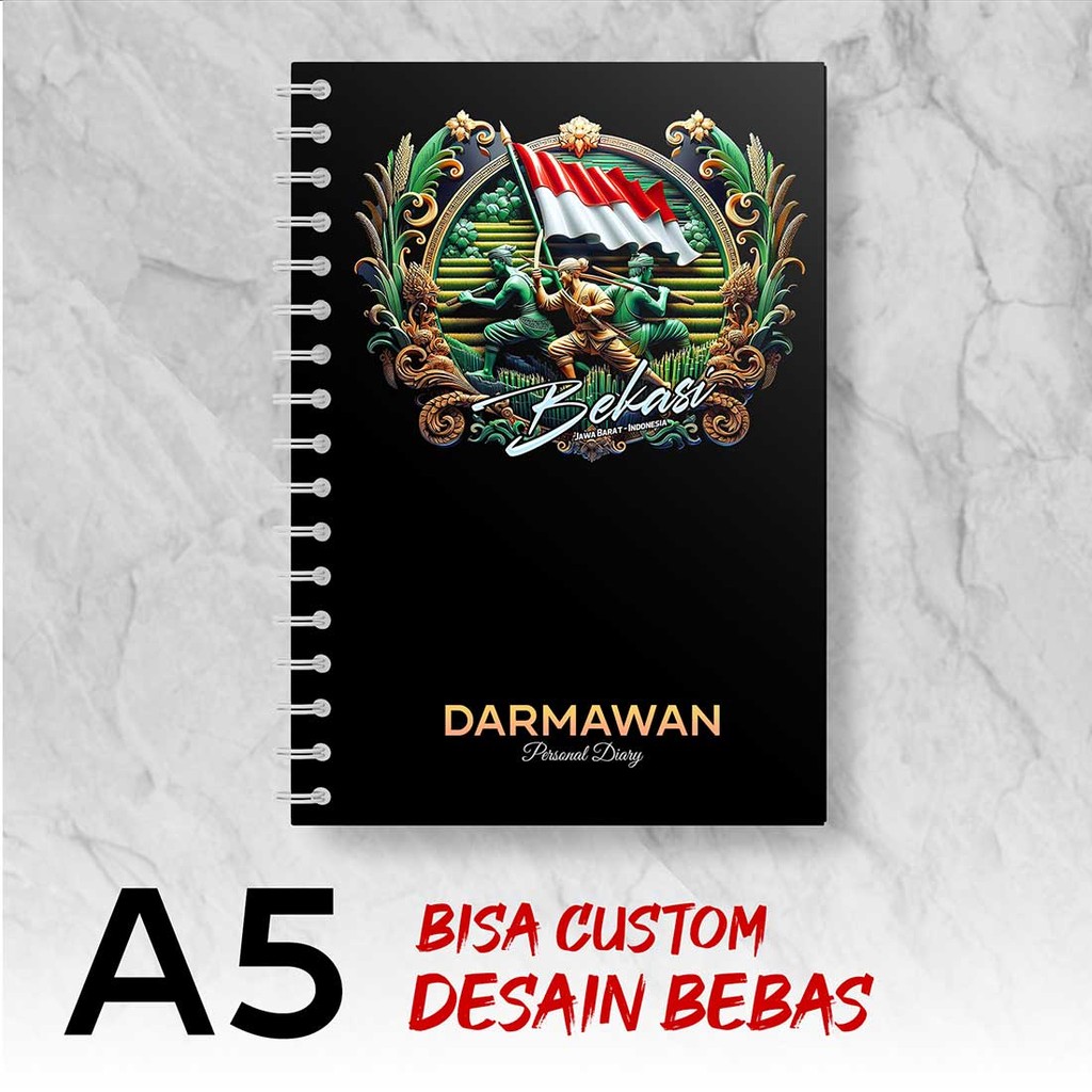 

Blocknote A5 Notebook Custom BEKASI - JAWA BARAT Desain Bebas - Spiral Kawat - BEKS1X8