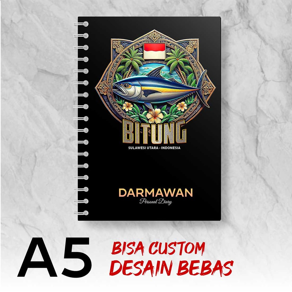 

Blocknote A5 Notebook Custom BITUNG - SULAWESI UTARA Desain Bebas - Spiral Kawat - BITX6