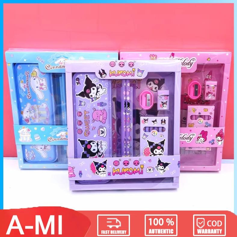 

yl-24 Kotak Pensil Anak Set 7 in 1 Stationery/Sekolah Sanrio Alat Tulis Set Kotak Pensil Sale