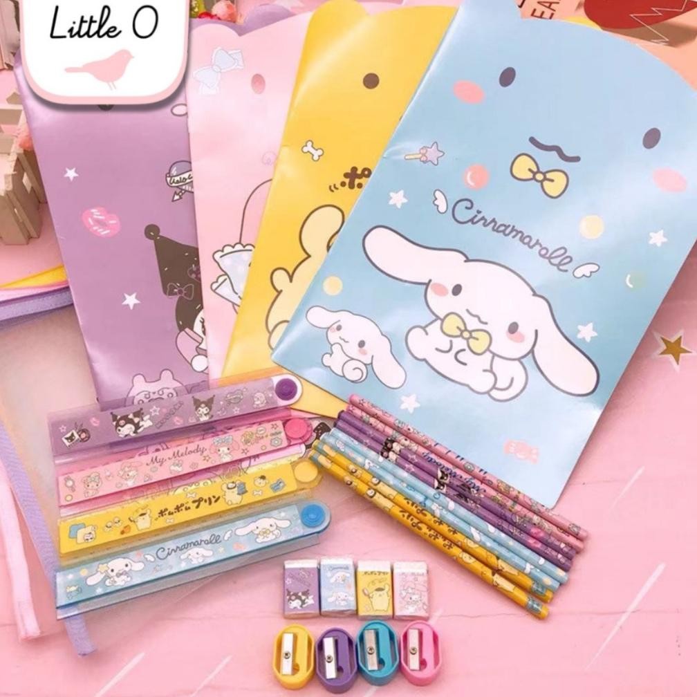 

we-12 Set Alat Tulis Sekolah SANRIO Cinnamoroll Kuromi Mymelody Pompurin Kado Anak Pouch Jaring Sale