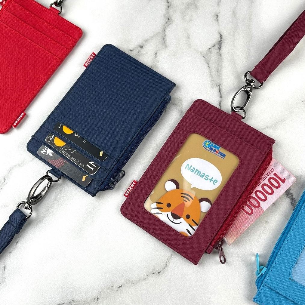 

Terlaris Id Card Holder Hanging Wallet Name Tag Kartu Lanyard Zipper Kain Kanvas Polos Murah