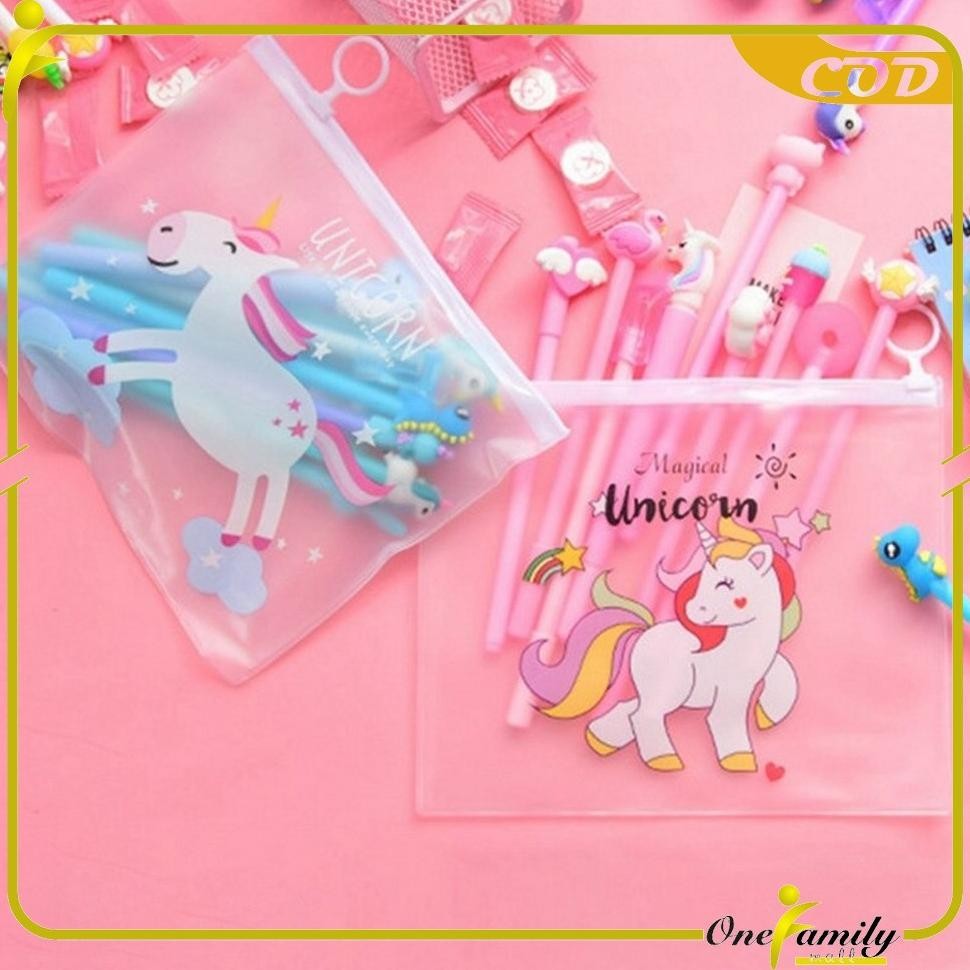 

gd-12 ONE-A15 Pulpen Gel Karakter Lucu Set Isi 20PCS Pena FREE Zipper Pouch Tempat Pensil Transparan Murah Termurah