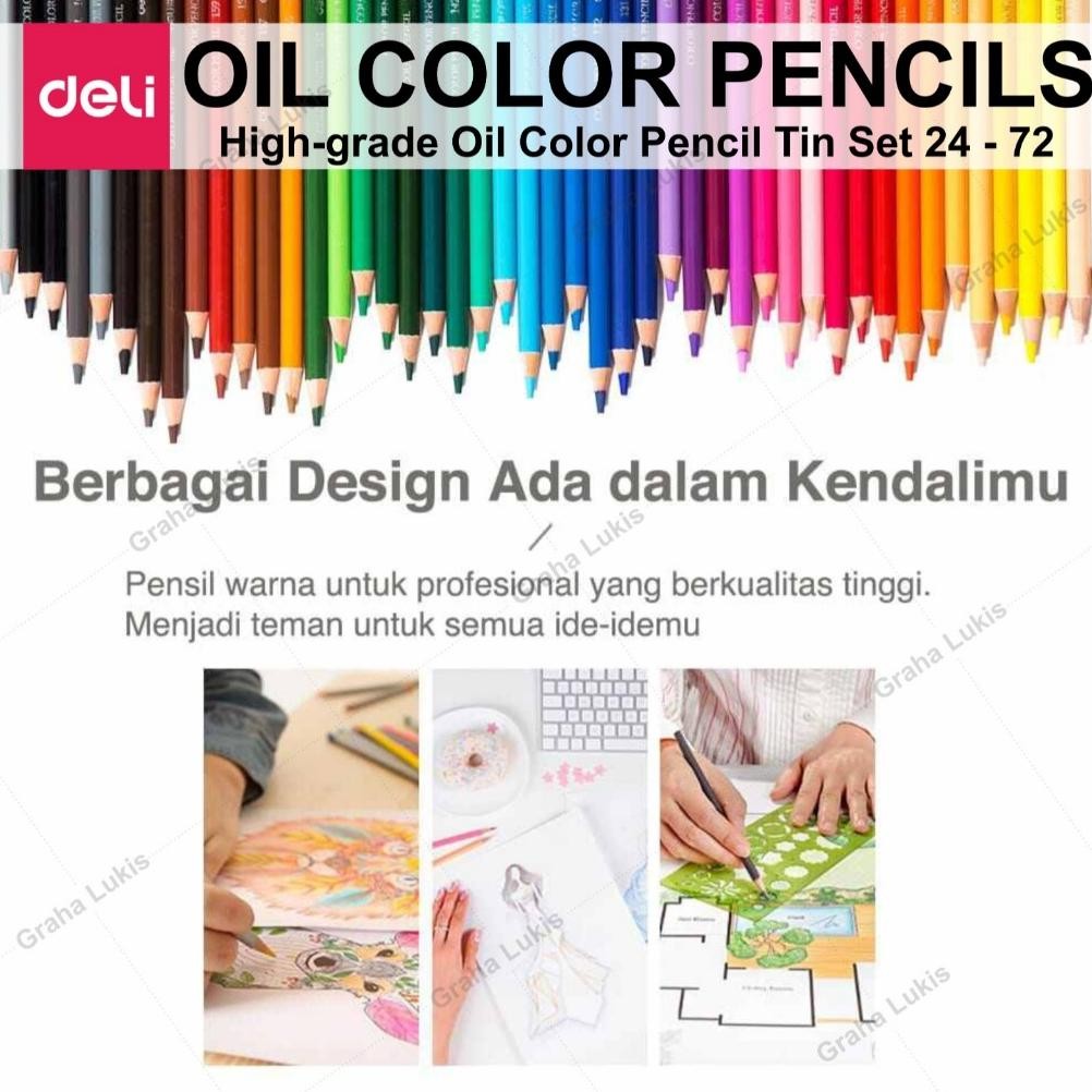 

qw-45 Deli High-grade Oil Pencil Color Pensil Warna Minyak 24 / 36 / 48 / 72 Original