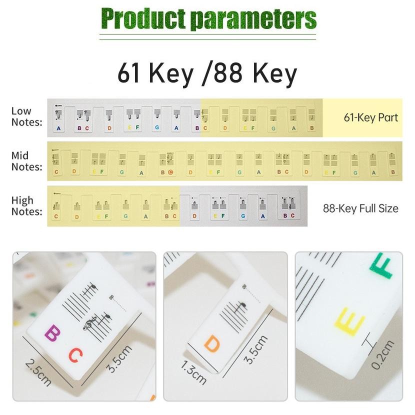 Aksesoris Musik 61/88 Key Silicone Stiker Tuts Piano Keyboard / Sticker Piano Keyboard / Label Penan