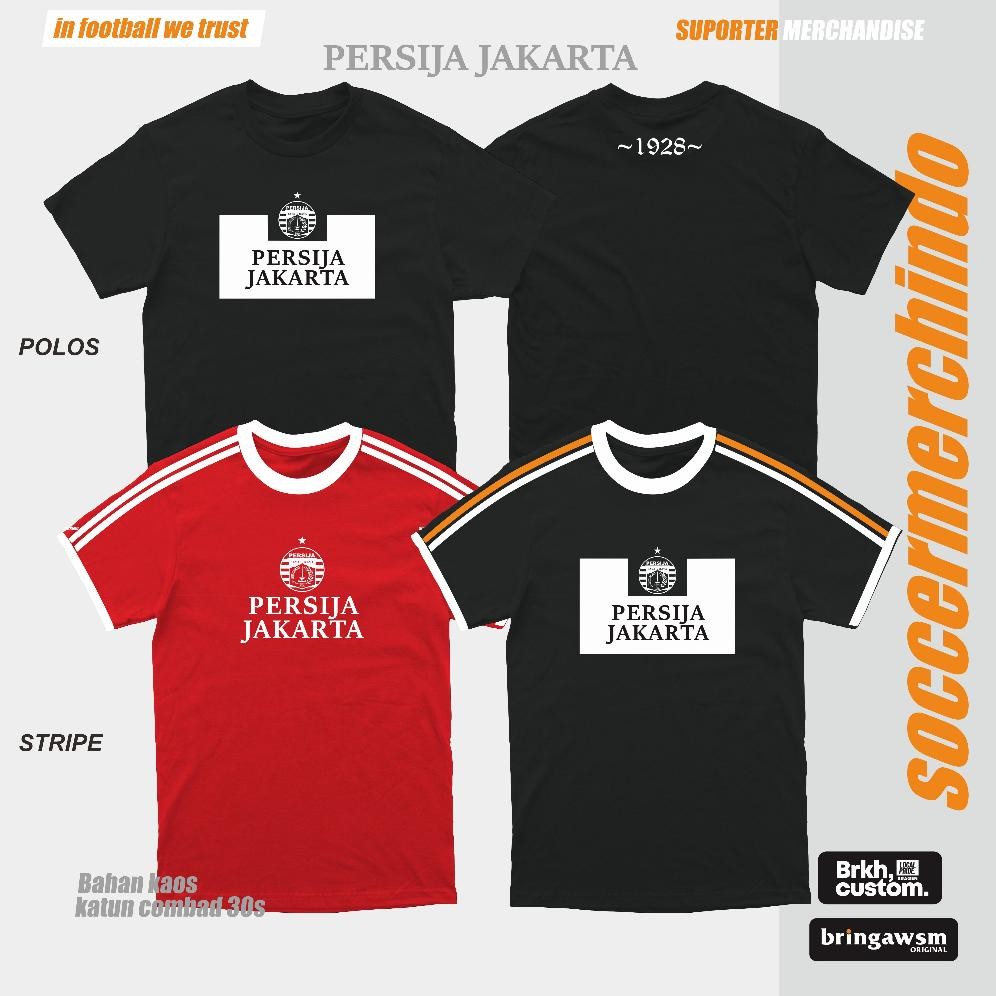 Terlaris Kaos Persija Jakarta Polos Stripe Thejakmania 1928 Weekend Defender Casual Scrmid