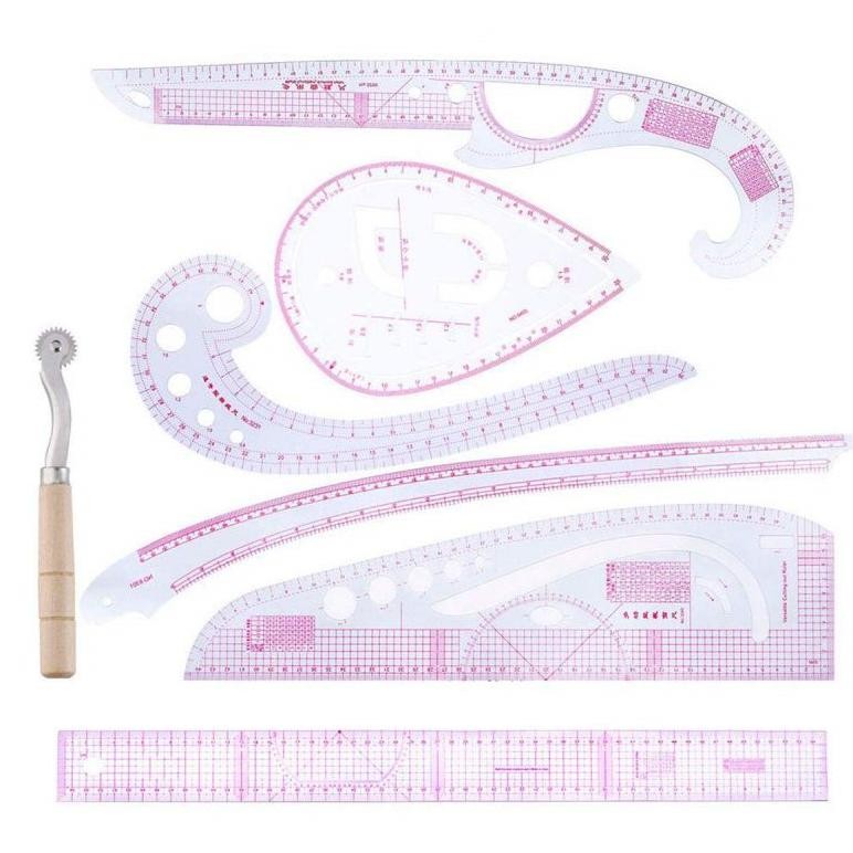 

Premium 7pcs Penggaris Jahit Set Penggaris Pola Baju Gambar Menjahit Pakaian Baju Quilting Patchwork Ruler Multi Function Sewing Rulers High Quality