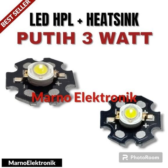 LED HPL 3 WATT WARNA PUTIH + HEATSINK PENDINGIN LAMPU LED 3W