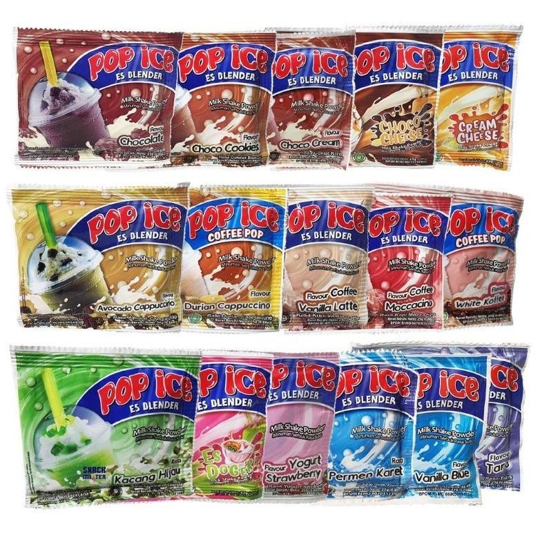 

MINUMAN Sachet Buah POP ICE 25 GRAM TERLENGKAP SACHET ES BLENDER ECERAN ALL VARIAN ANEKA RASA