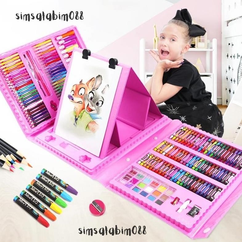 

Kekinian Crayon Warna 208Pcs Set Alat Menggambar Melukis Anak-Anak Crayon Cat Air Pensil Lkp Kekinian