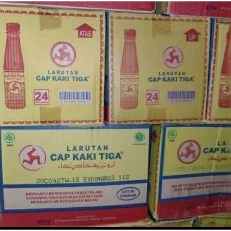 

Larutan Penyegar Cap Kaki Tiga kemasan Botol Dus 500 Ml Isi 24