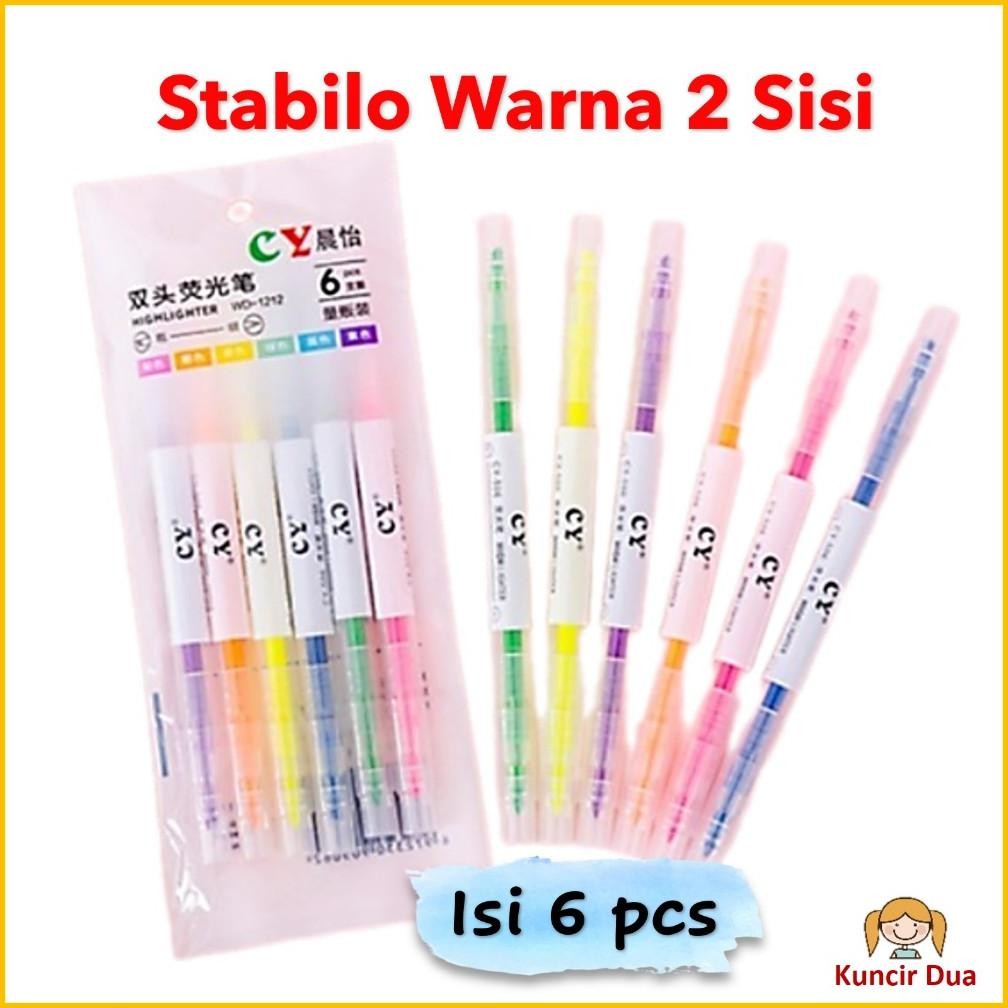 

STABILO WARNA 2 SISI 1 Set isi 6 Pcs Highlighter 2 Sisi 6 PCS