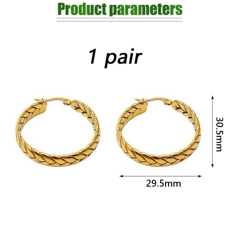 Anting 1 Pasang Telinga Gandum Anting / Anting Daun Emas Bulat Sederhana
