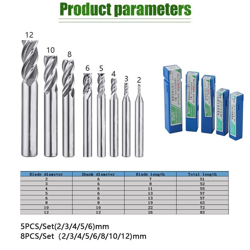 Bor, Obeng & Aksesoris 2-12MM Bor Fris Mata Bor Endmill 4 Flute HSS End Mill CNC Router Bits Milling