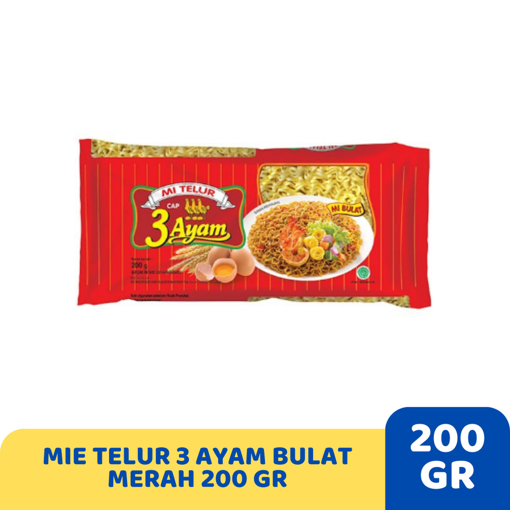 

MIE TELUR 3 AYAM BULAT MERAH 200 GR