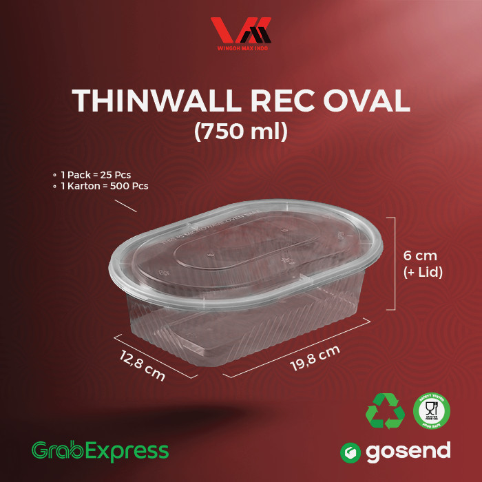 

Terbaru Tempat Makan / Thinwall Oval Plastik PP 750 ml - isi 25 Pcs/Pack - Transparant Limited