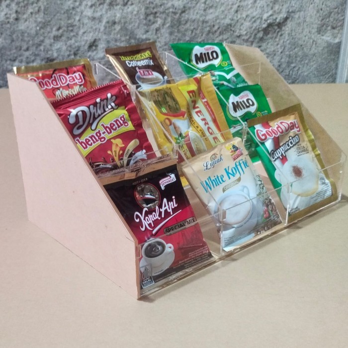 Murah akrylic rak kopi sachet/ minuman sachet Elegan