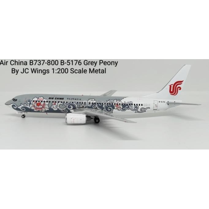 Air China B737-800 B-5176 Grey Peony By JC Wings 1:200 Scale