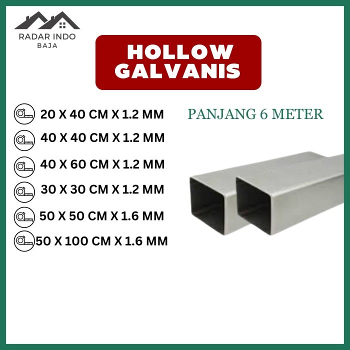 Hollow Besi Galvanis 1.2 Mm / Hollow Galvanis Baru