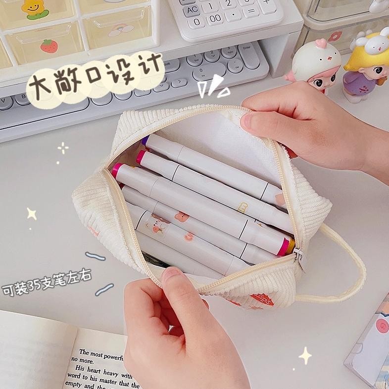 

TERLARIS!! KENSHO Pouch Aesthetic Kain Corduroy Handle Lucu Import / Kotak Pensil Kain / Tempat Makeup / Cute Hemat